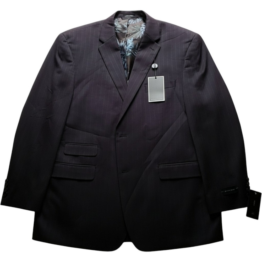 Sean John Suit Jacket Mens 46 Purple Stripe Polyester Rayon Stretch 2 Button